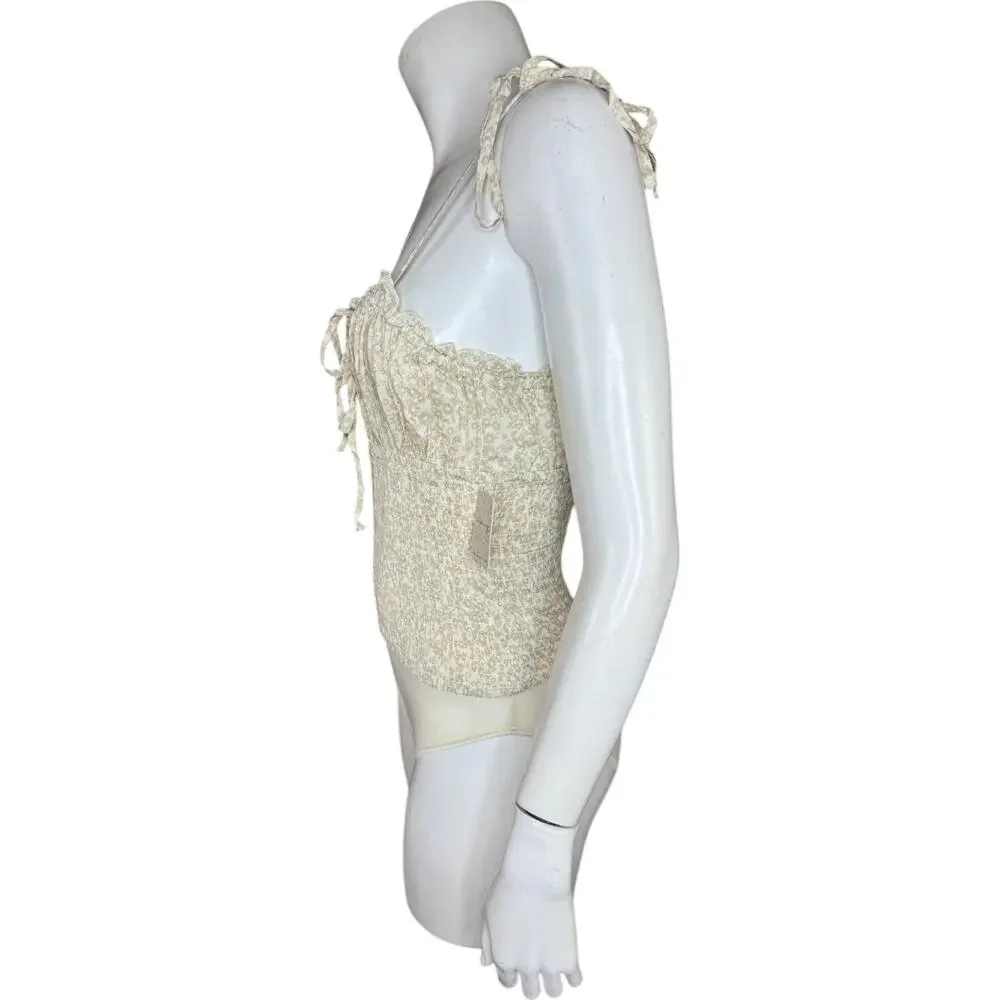 Intimately Free People‎ Ivory Combo Bardot Sleeveless Bodysuit Womens M NWT